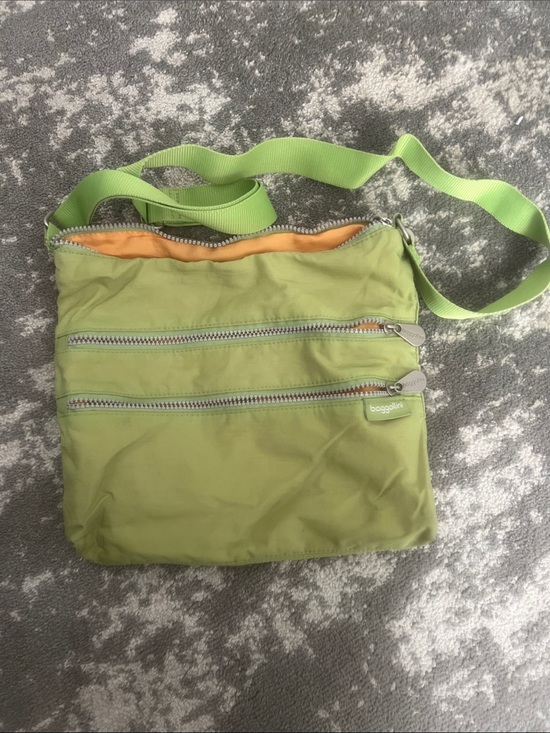 Baggallini Handbags - Baggallini Lime Green Crossbody with Orange Lining
